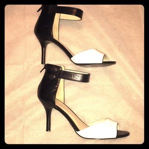 Black and white high heels